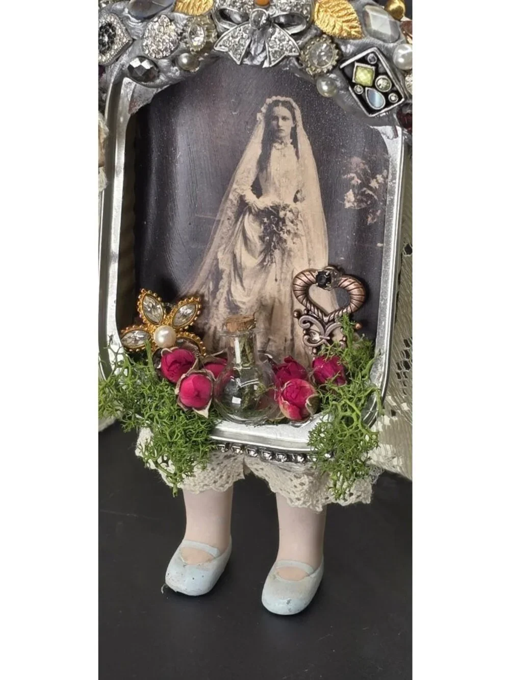 OOAK Victorian Mourning Bride Art Doll Mixed Media Assemblage Gothic Decor 10